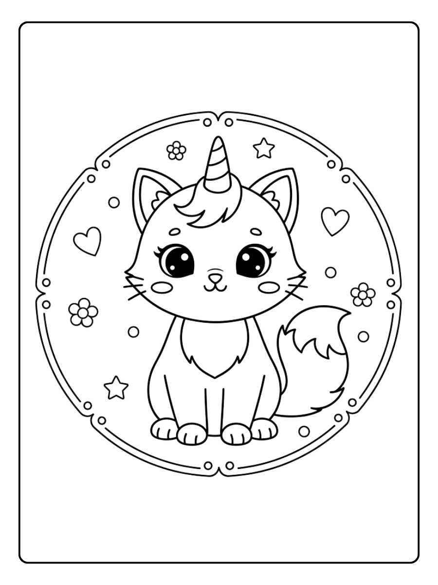 einhorn katze ausmalbild für kinder