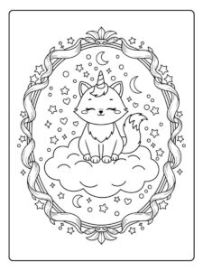 einhorn katze ausmalbild zum träumen