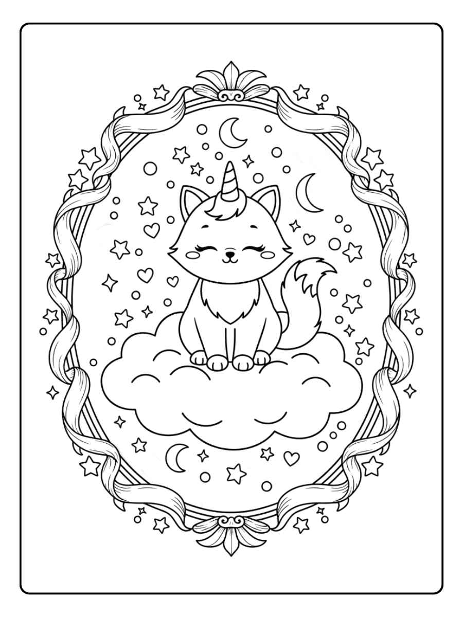 einhorn katze ausmalbild zum träumen