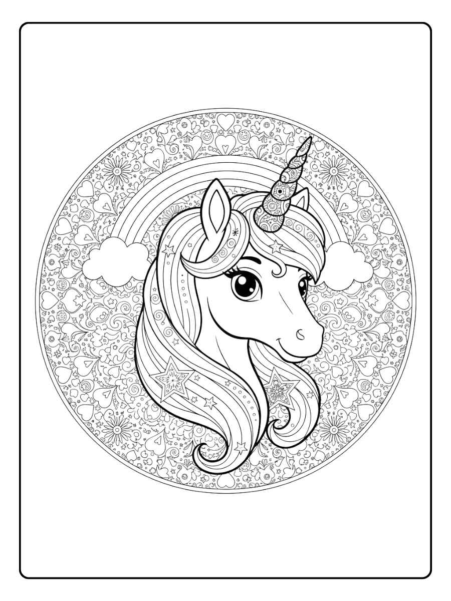 einhorn kopf ausmalbild zum ausdrucken