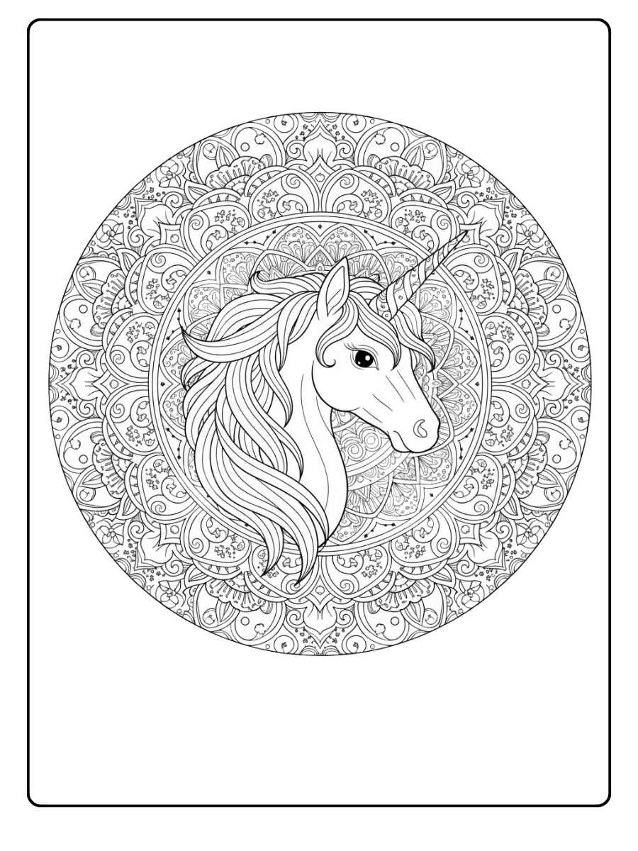 einhorn kopf ausmalbild zum entspannen