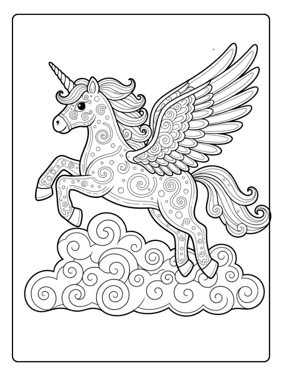 einhorn mit flügeln ausmalbild zum träumen und ausdrucken
