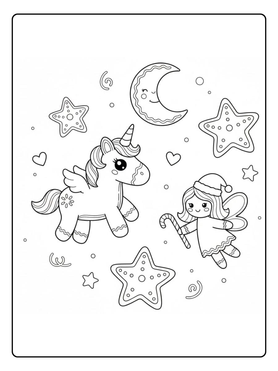 einhorn und fee am sternenhimmel