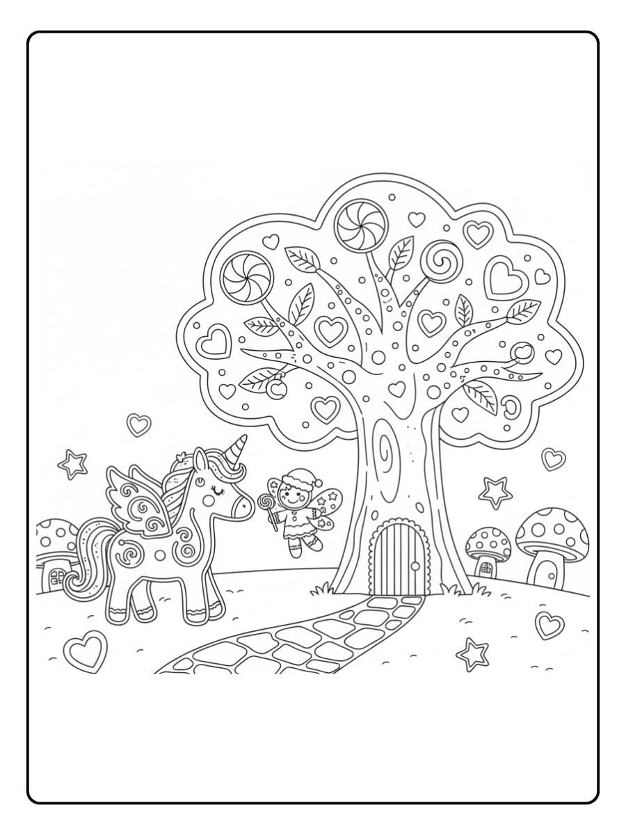 einhorn und fee am zauberbaum