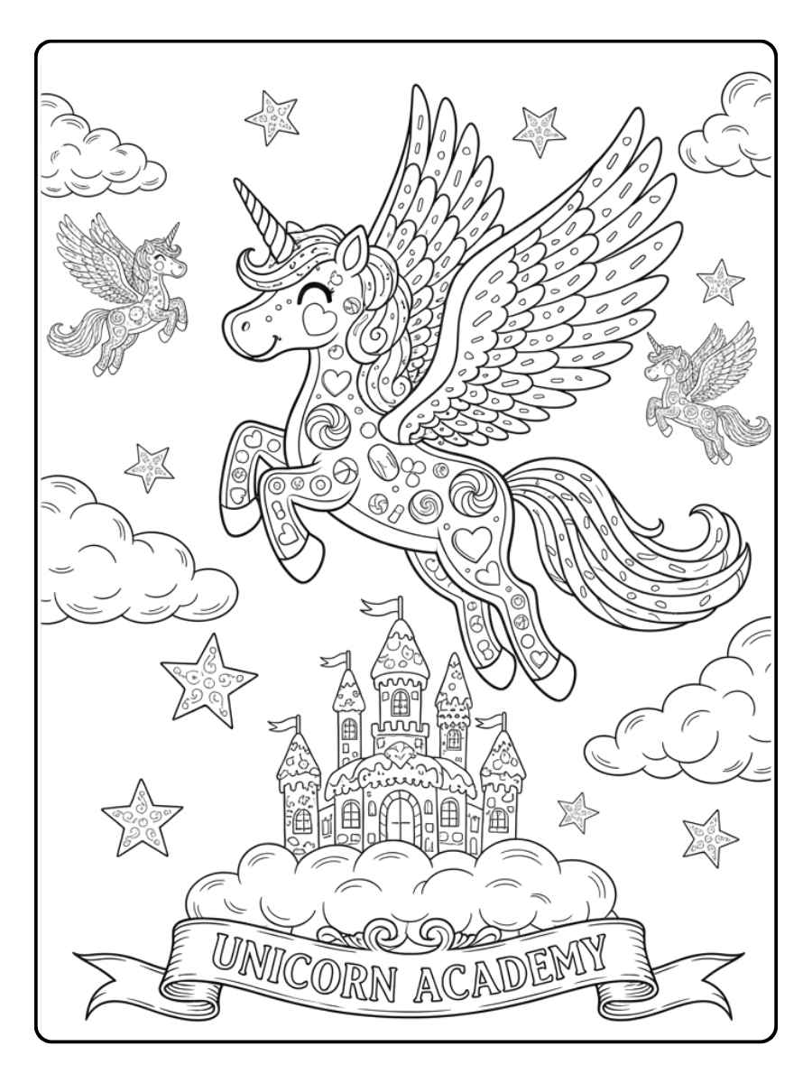 kostenlose unicorn academy ausmalbilder zum ausdrucken