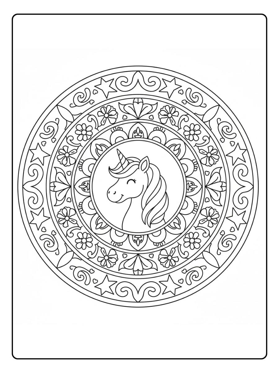 magische ausmalbilder einhorn mandala
