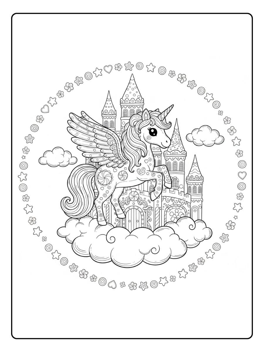 pegasus einhorn auf wolkenburg