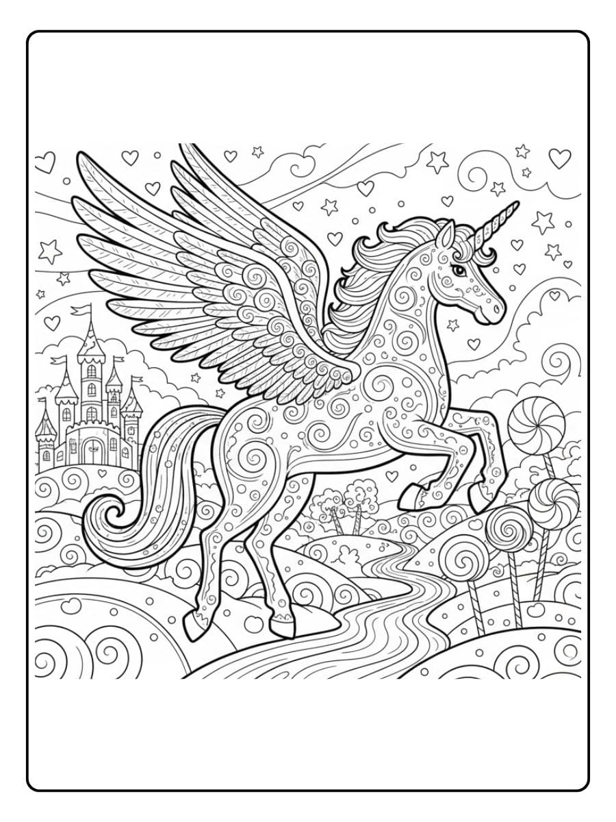 pegasus einhorn in der fantasielandschaft