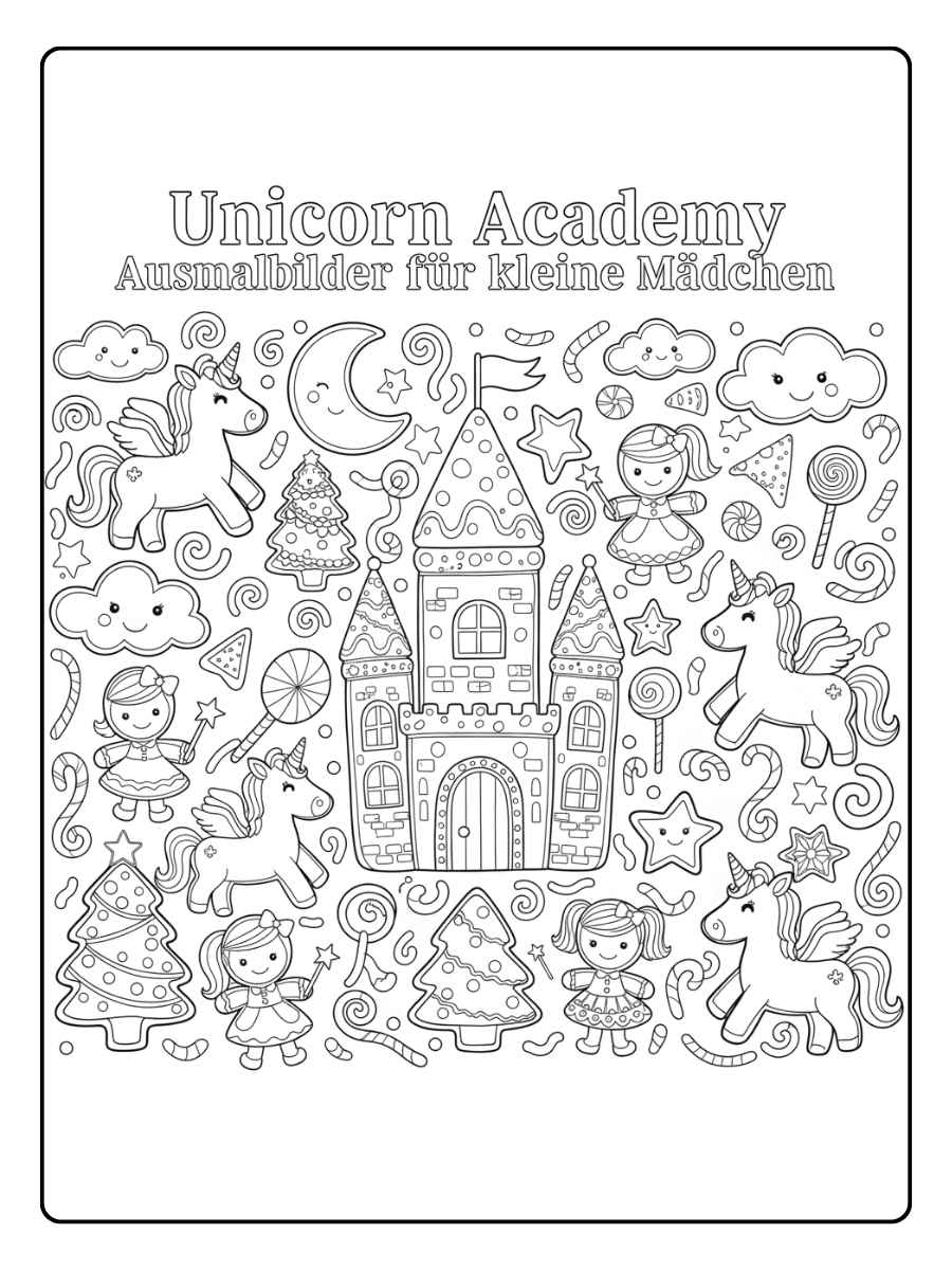 unicorn academy ausmalbilder für kleine mädchen
