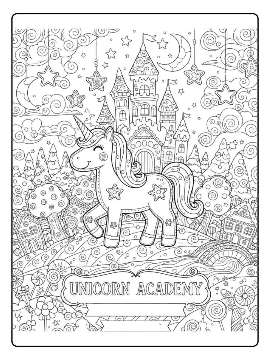 unicorn academy ausmalbilder mit traumhaften landschaften
