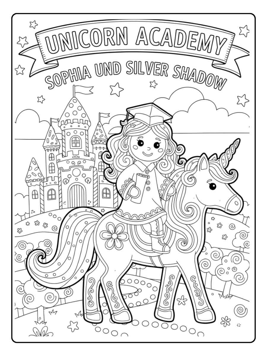 unicorn academy ausmalbilder von sophia und silver shadow