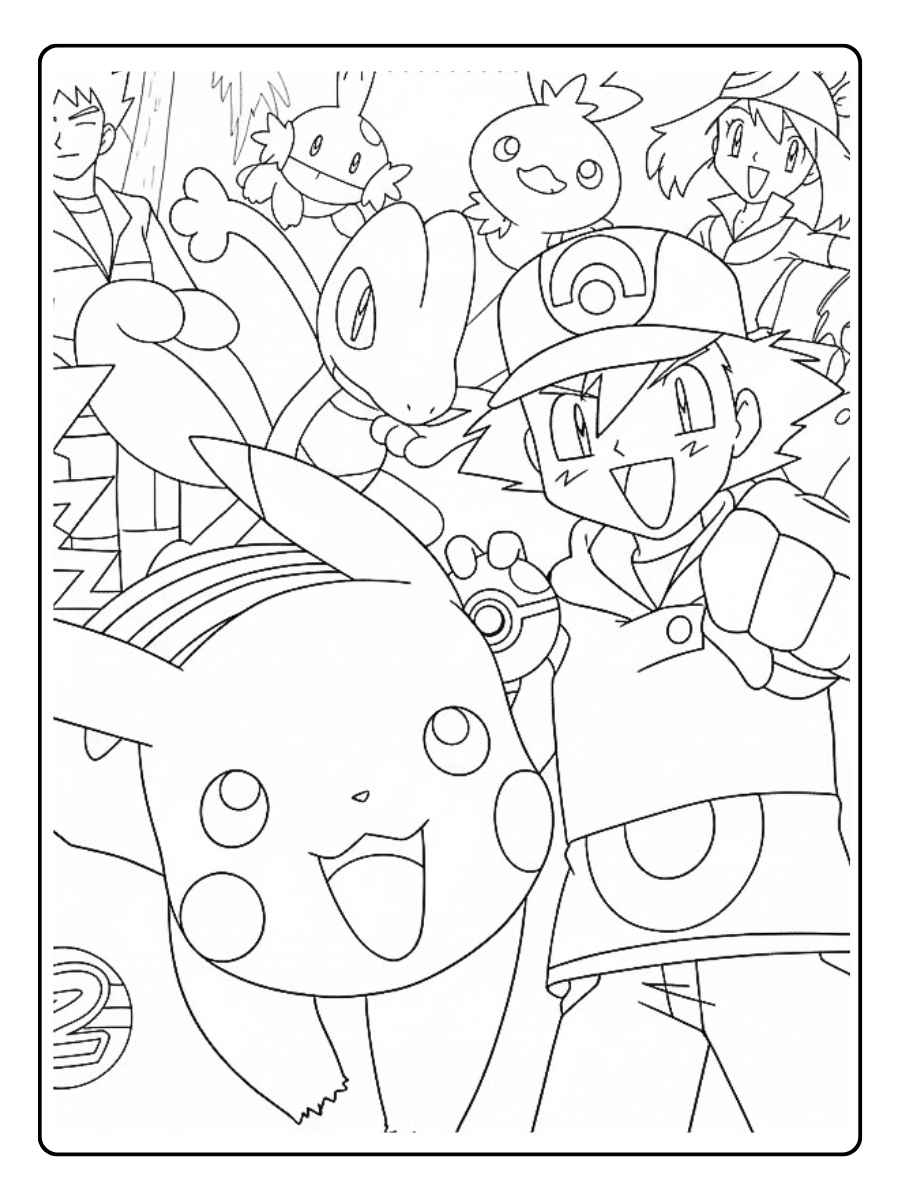 Ash und sein bester Freund Pikachu pokemon ausmalbilder