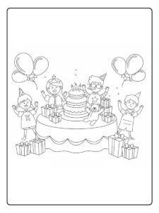 Ausmalbild Geburtstag Beste Freunde feiern zusammen