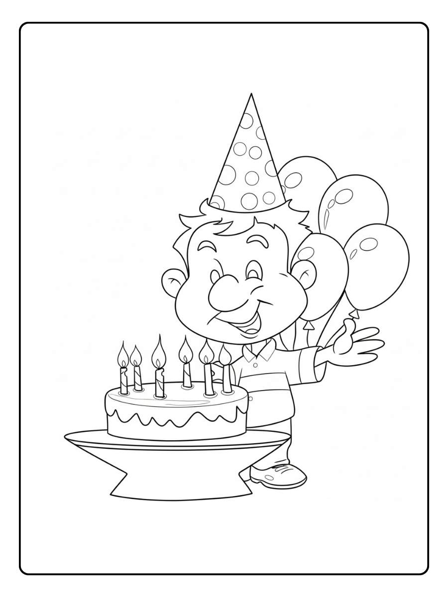 Ausmalbild Geburtstag Große Party im Traumland