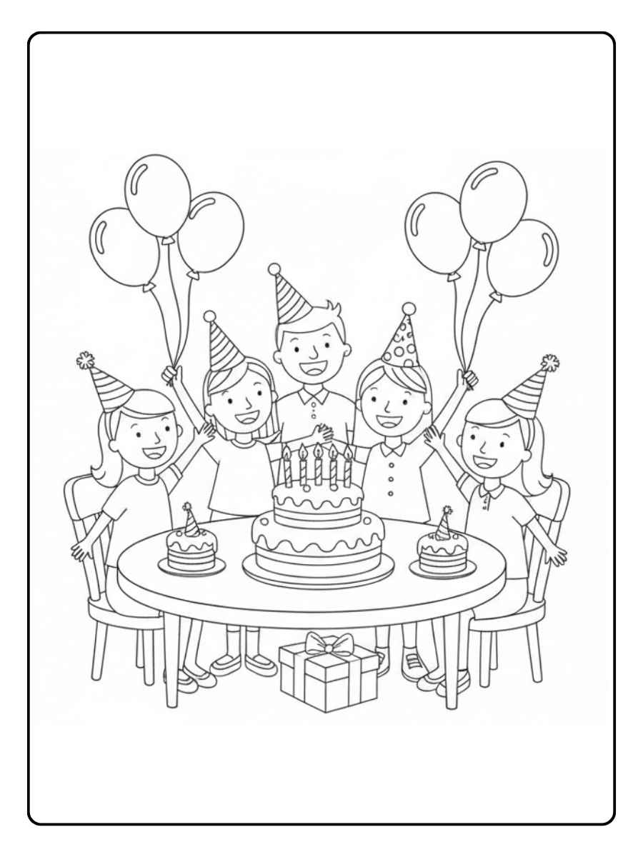 Ausmalbild Geburtstag Kleiner Feier Held