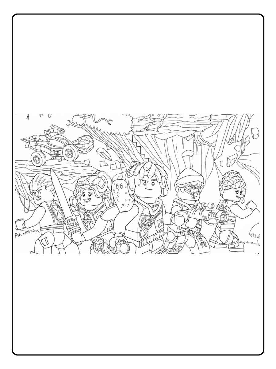 Lego Dreamzzz Ausmalbild Fünf Helden im Kampf