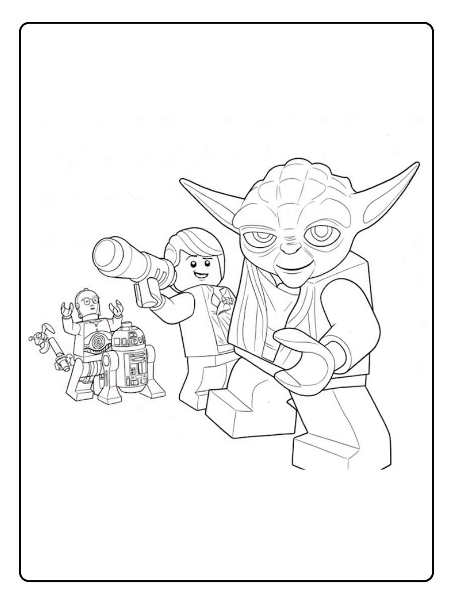 Lego Star Wars Ausmalbilder Der Mandalorianer und Grogu