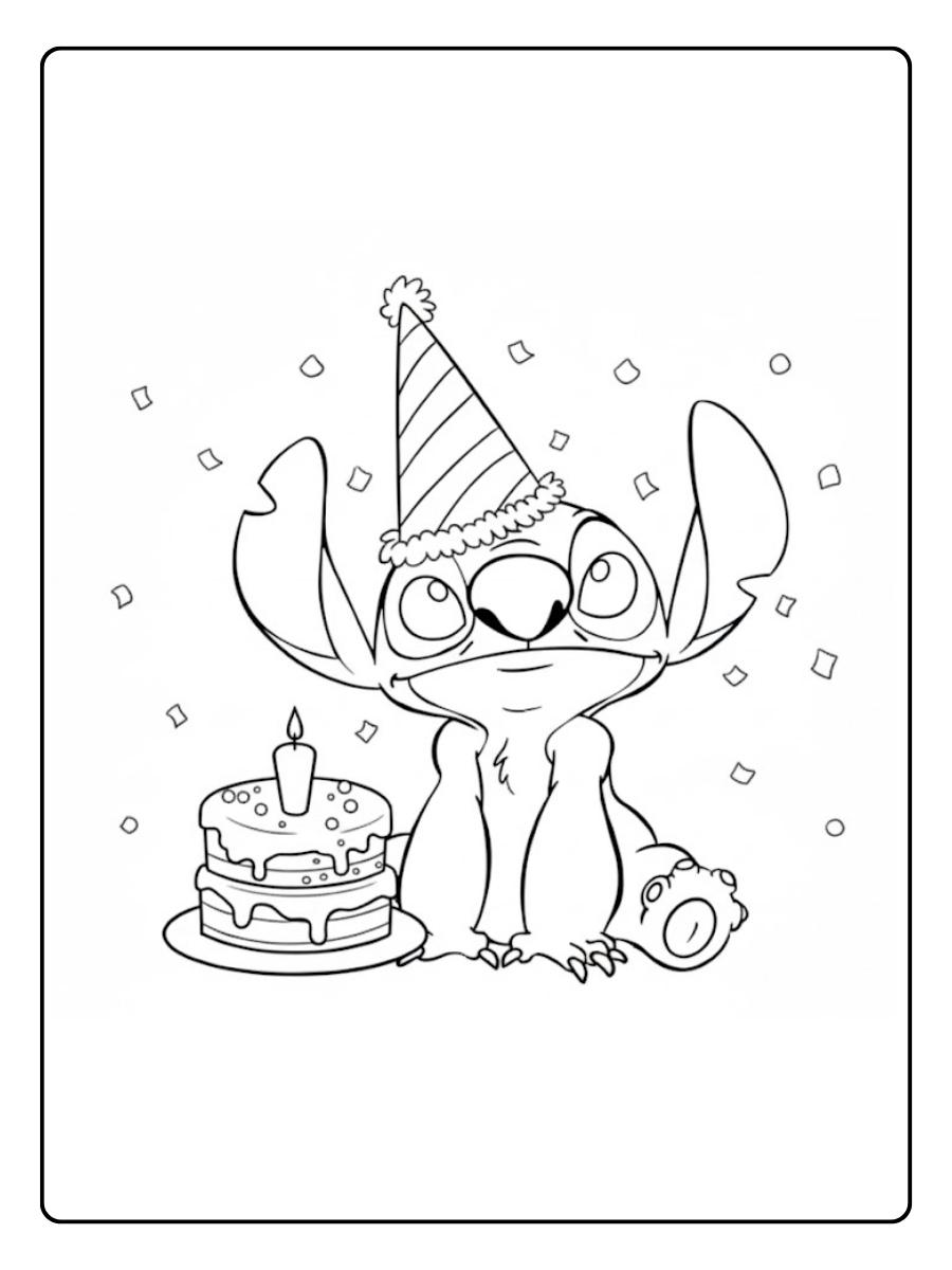 Lustiges Ausmalbild Geburtstag Große Feier im Stich Stil