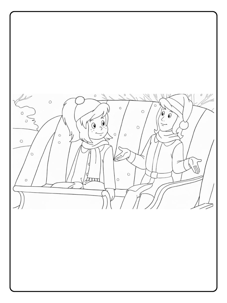 ausmalbild bibi und tina weihnachten auf dem schlitten